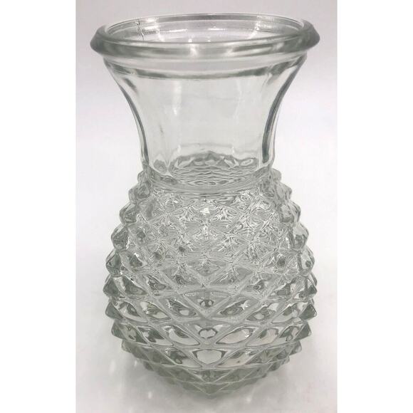 Vase Pineapple Shaped Diamond Point Pressed Glass 5.5" Tall Vintage 1980s FTD - Picture 2 of 8